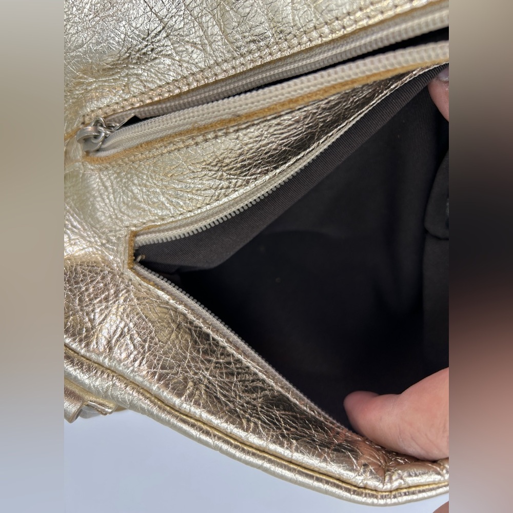 LAURA DI MAGGIO Italy GIANNI NOTARO Designer Metallic Gold Leather Satchel| - Picture 14 of 14
